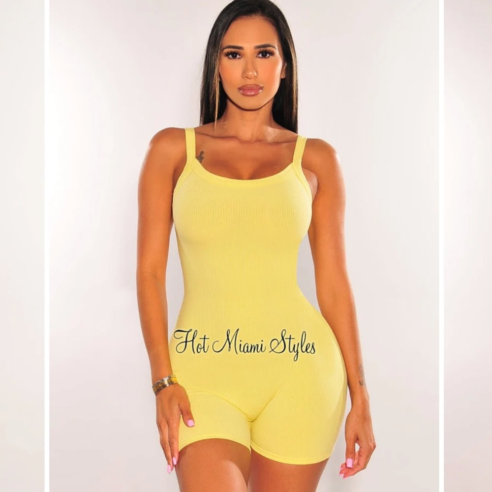 Yellow Ribbed Romper Playsuit